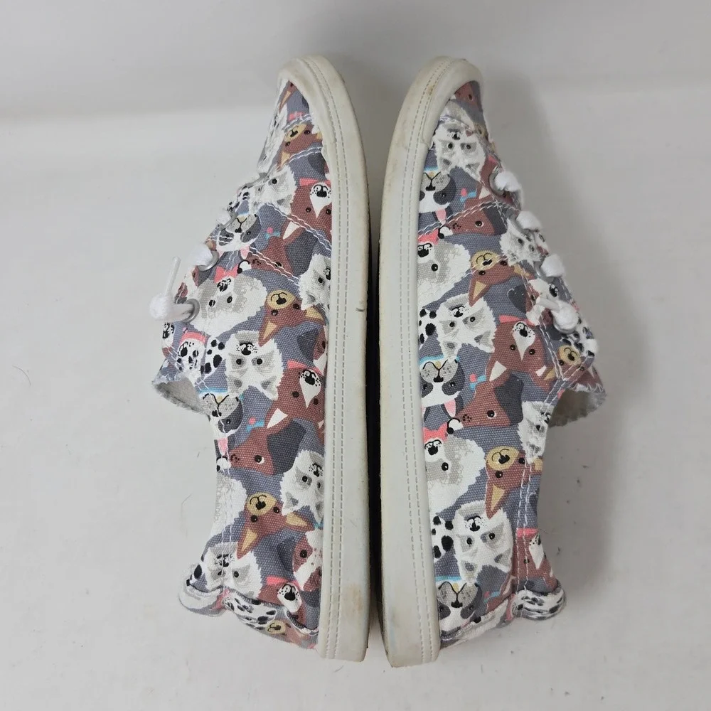 Isaac Mizrahi Reesa Dog Print Slip On Sneakers Women 8M Canvas Low Top Shoes